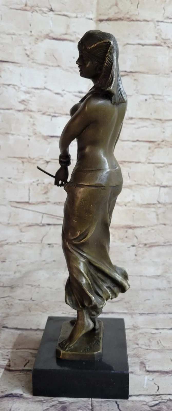 GRACEFUL EGYPTIAN DANCER RAMSES ENTERTAINER BRONZE ART NOUVEAU MARBLE BASE DEAL