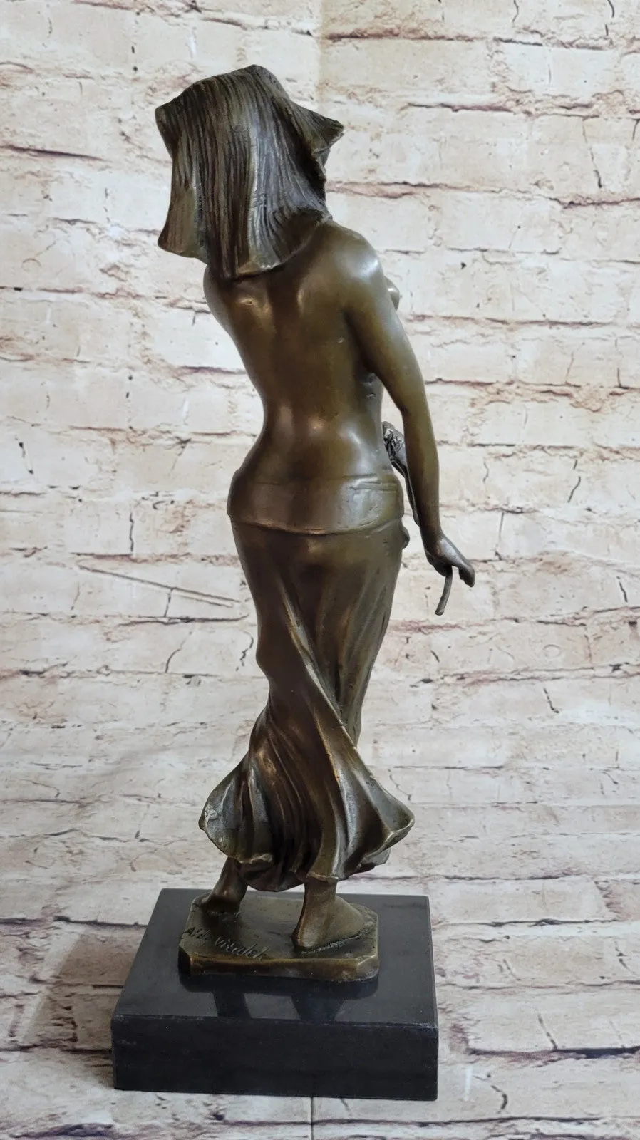 GRACEFUL EGYPTIAN DANCER RAMSES ENTERTAINER BRONZE ART NOUVEAU MARBLE BASE DEAL