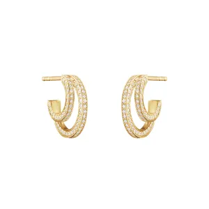 Halo 18K Gold Hoops w. Diamonds 0.56 ct