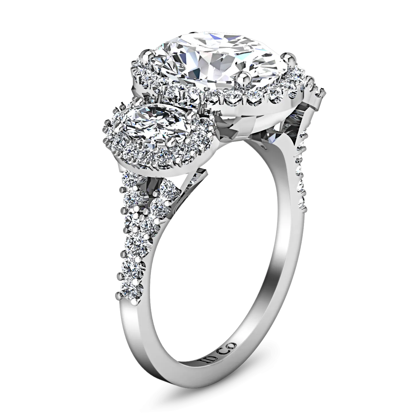 Halo Engagement Ring Summer 14K White Gold