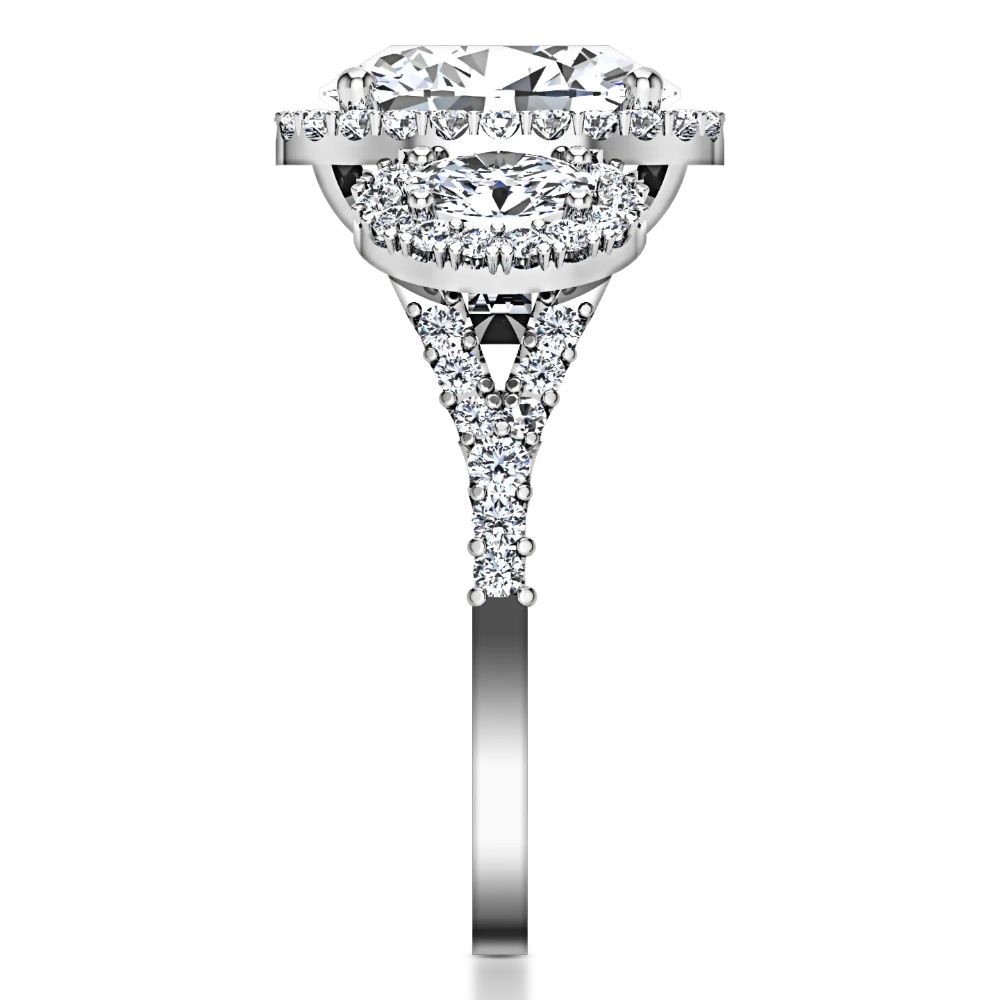 Halo Engagement Ring Summer 14K White Gold