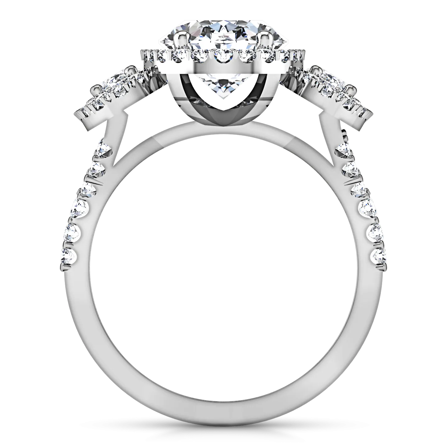 Halo Engagement Ring Summer 14K White Gold