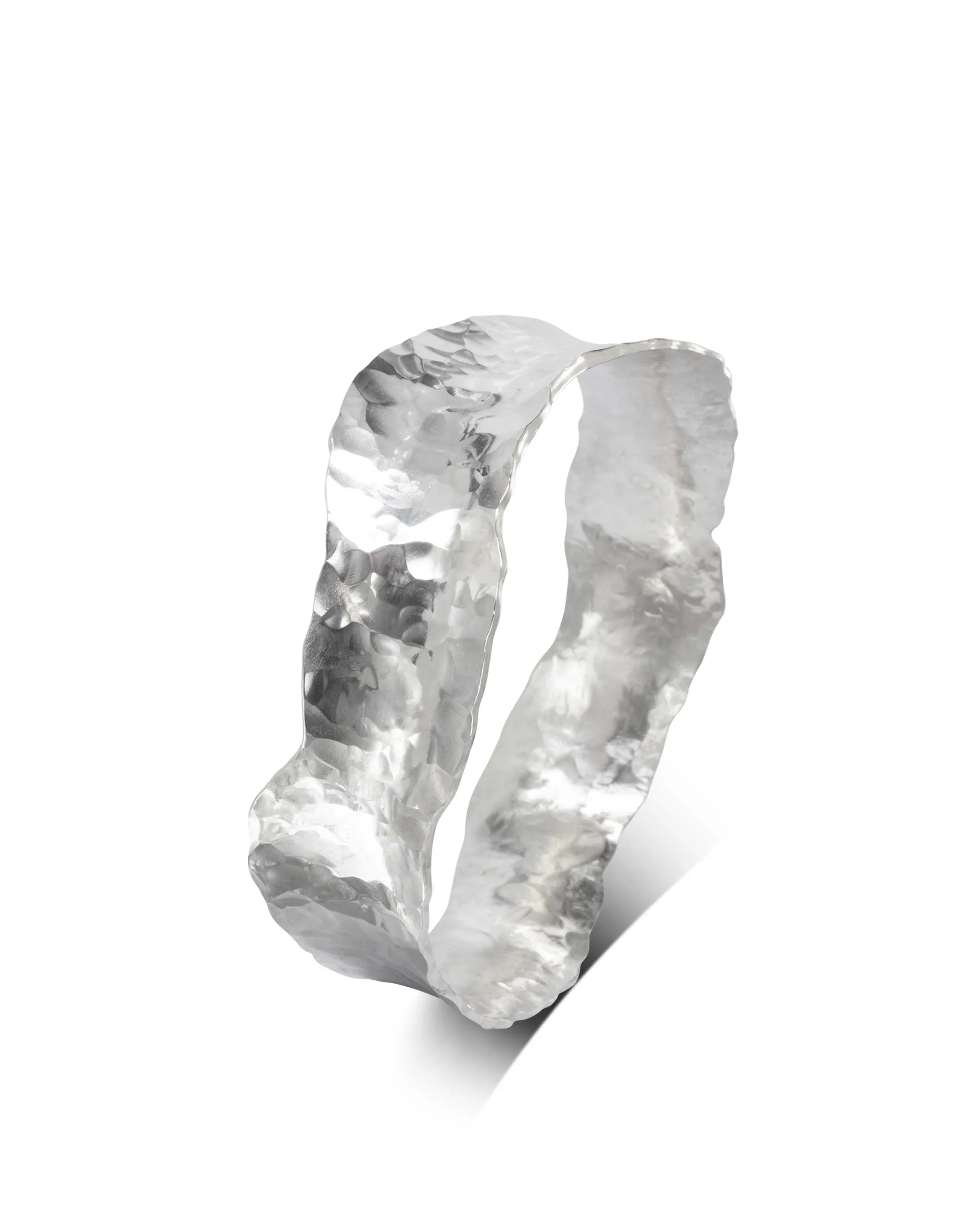 Hammered Concave Solid Silver Bangle (Wave)