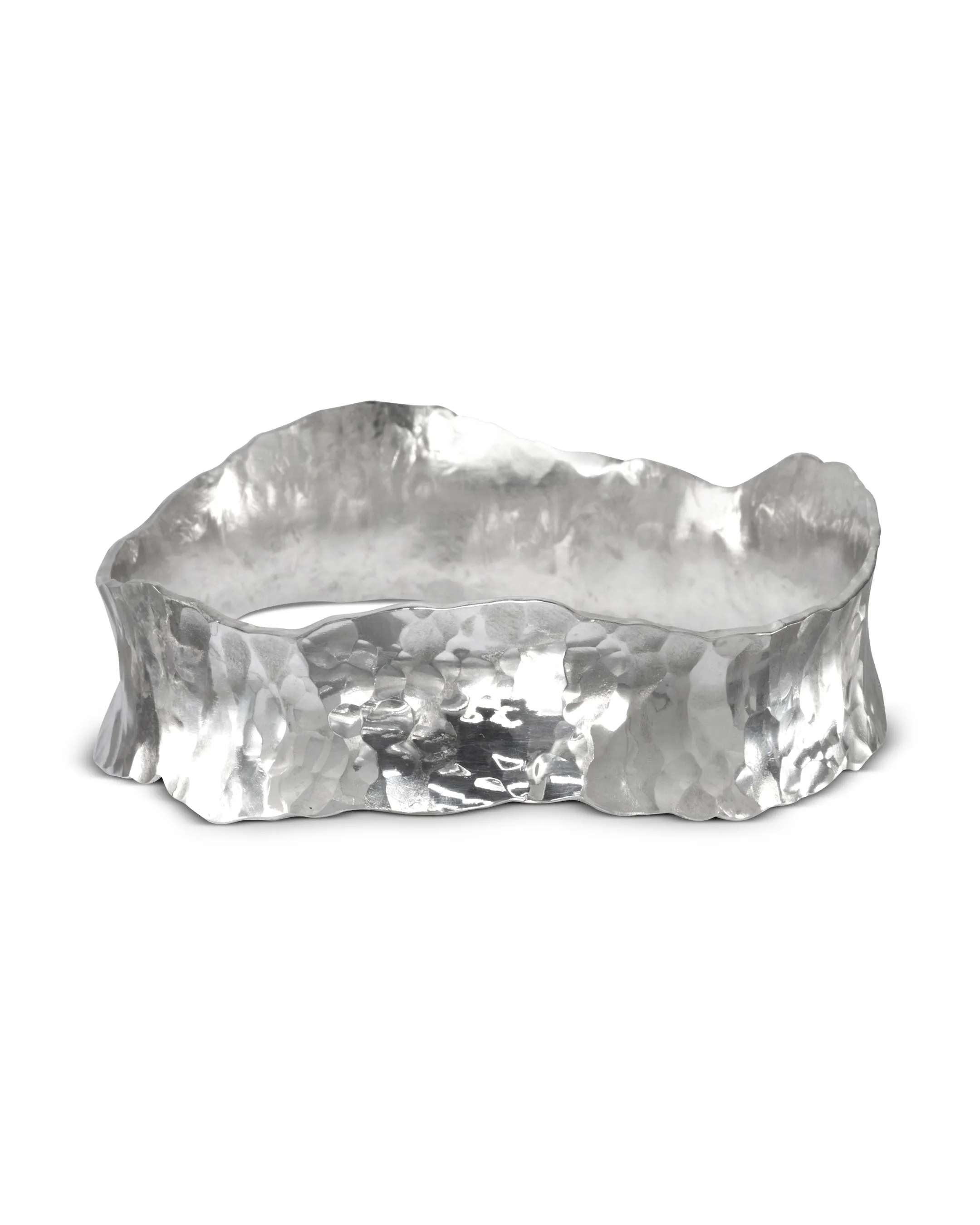 Hammered Concave Solid Silver Bangle (Wave)