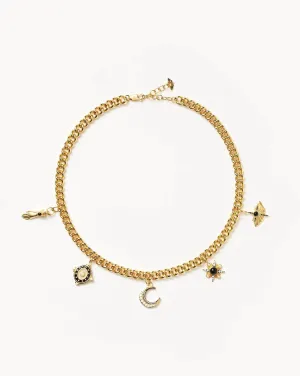 Harris Reed Symbols of Change Charm Choker | 18k Gold Plated/Pearl & Onyx & Rainbow Moonstone