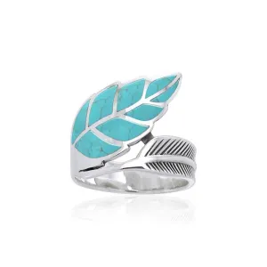 Inlay Leaf Silver Ring TRI1111