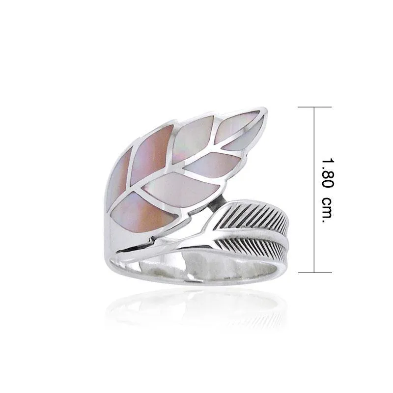 Inlay Leaf Silver Ring TRI1111