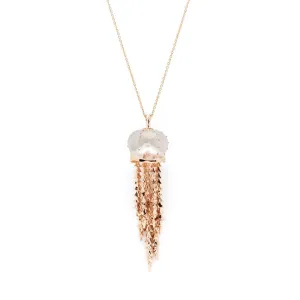 Jellyfish Quartz Pendant with Rose Gold Tentacles and Diamonds