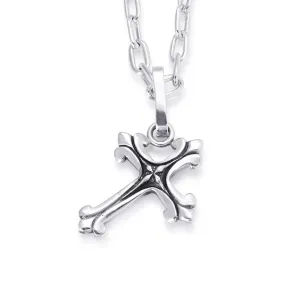 Large Ornate Cross on Edge In Sterling Silver, 42mm