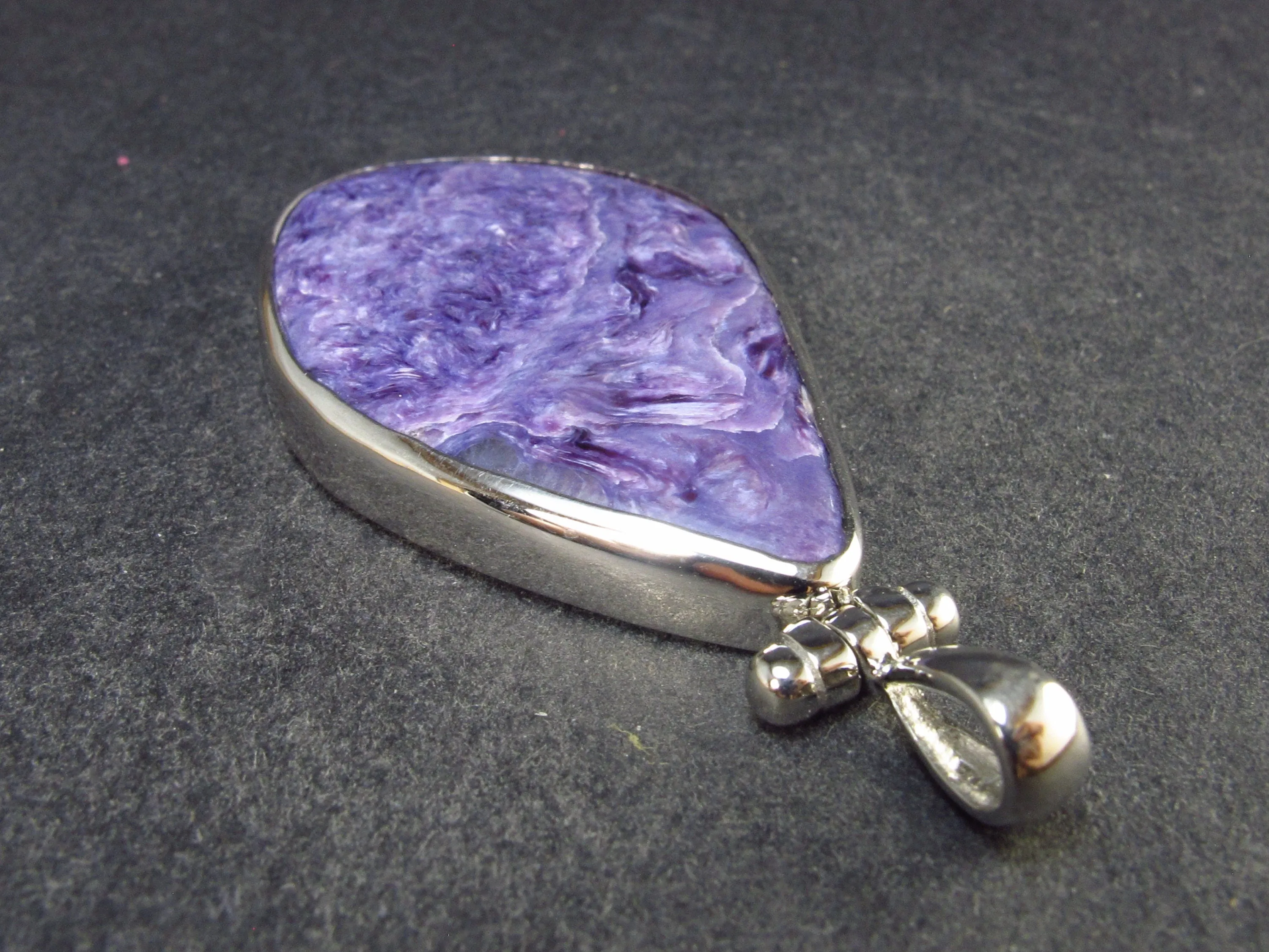 Lilac Stone!!! Stunning Silky Charoite Sterling Silver Pendant From Russia - 2.3" - 15.1 Grams