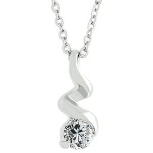 LOVCIA Rhodium-Plated Twisted Ribbon Pendant with Cubic Zirconia