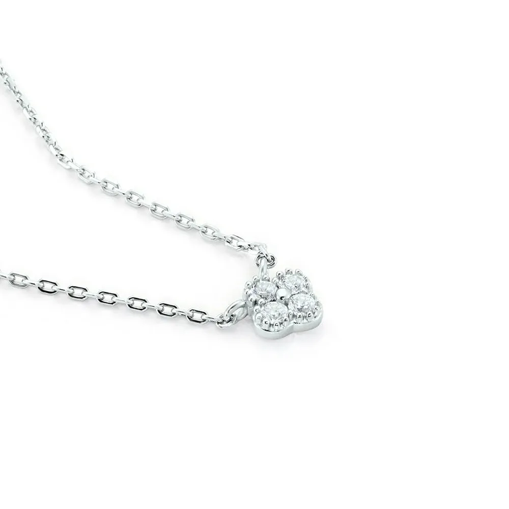 Luxury Dainty 925 Sterling Silver Turquoise Crystals Four Leaf Clover Pendant Necklaces for Women Petal Patter Popular Jewelry