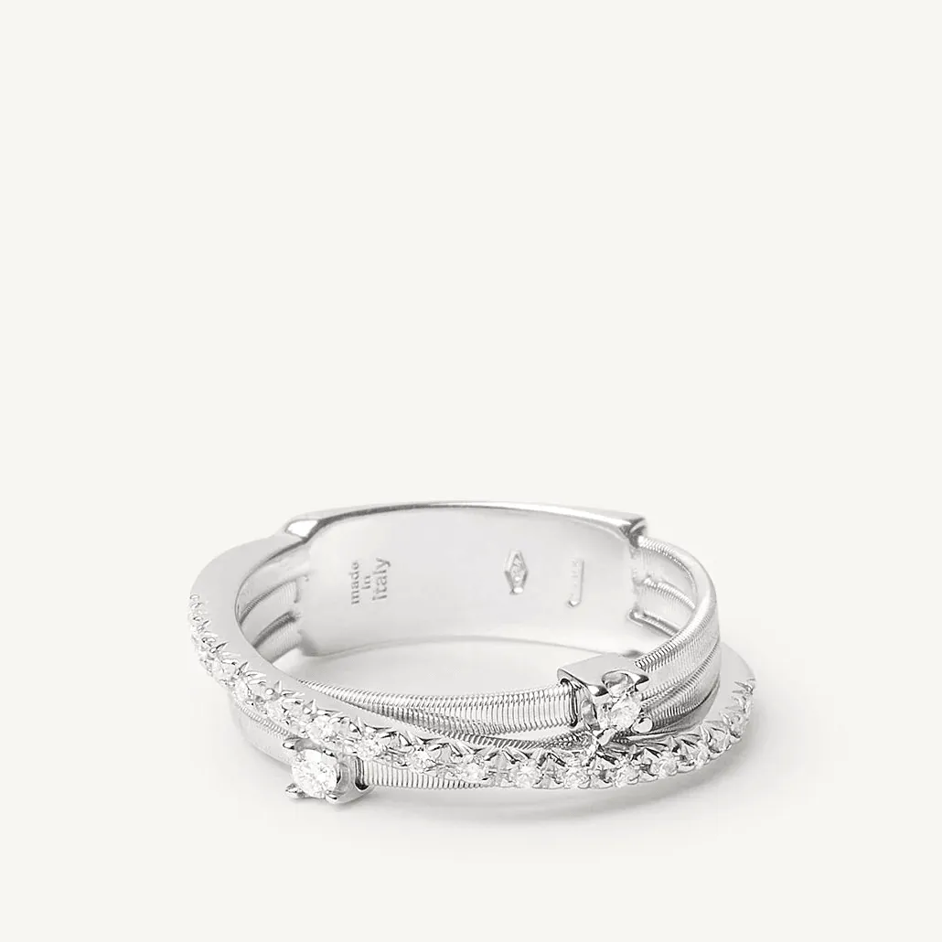 Marco Bicego Goa 18k White Gold Diamond Ring 3 Strand