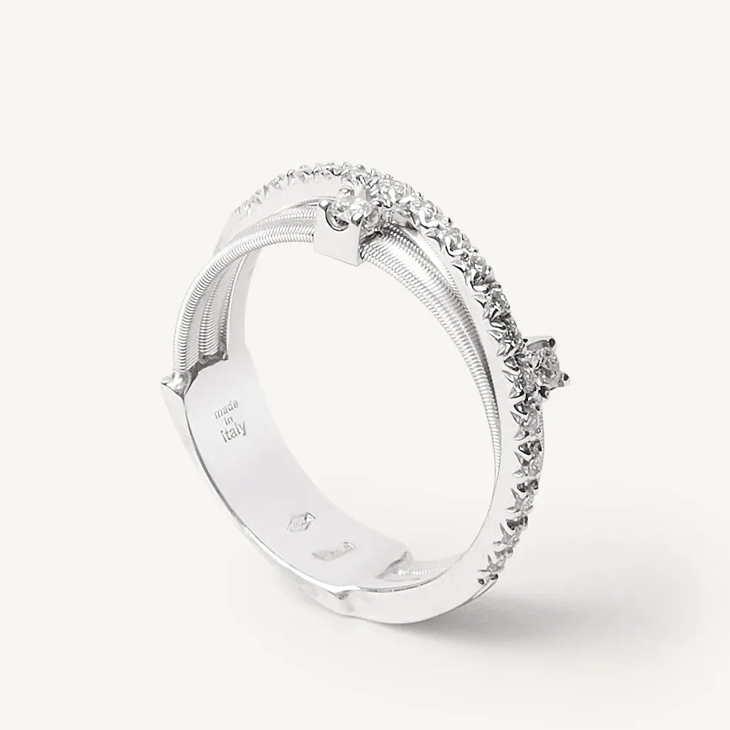 Marco Bicego Goa 18k White Gold Diamond Ring 3 Strand