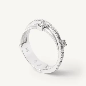Marco Bicego Goa 18k White Gold Diamond Ring 3 Strand