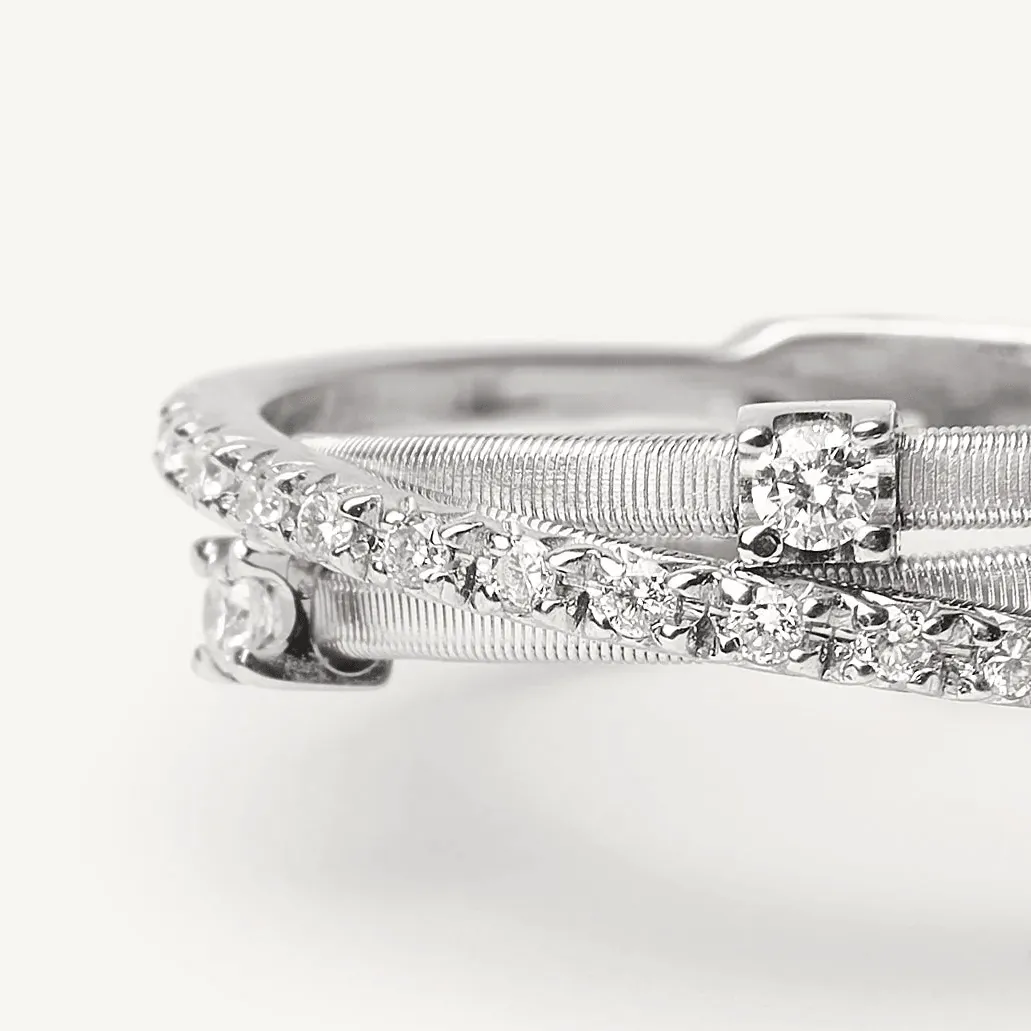 Marco Bicego Goa 18k White Gold Diamond Ring 3 Strand