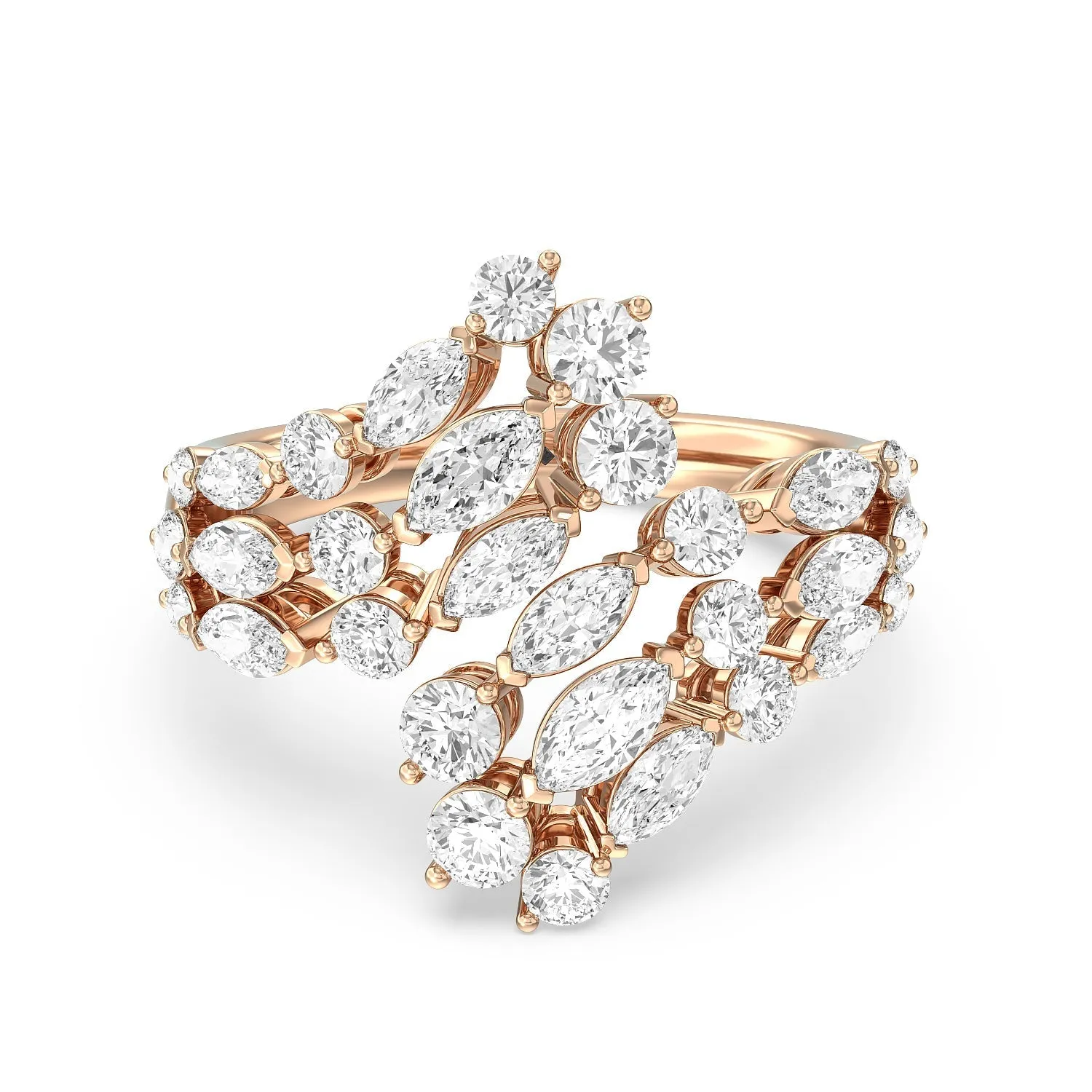 Marquise and Round Bypass Fashion Ring