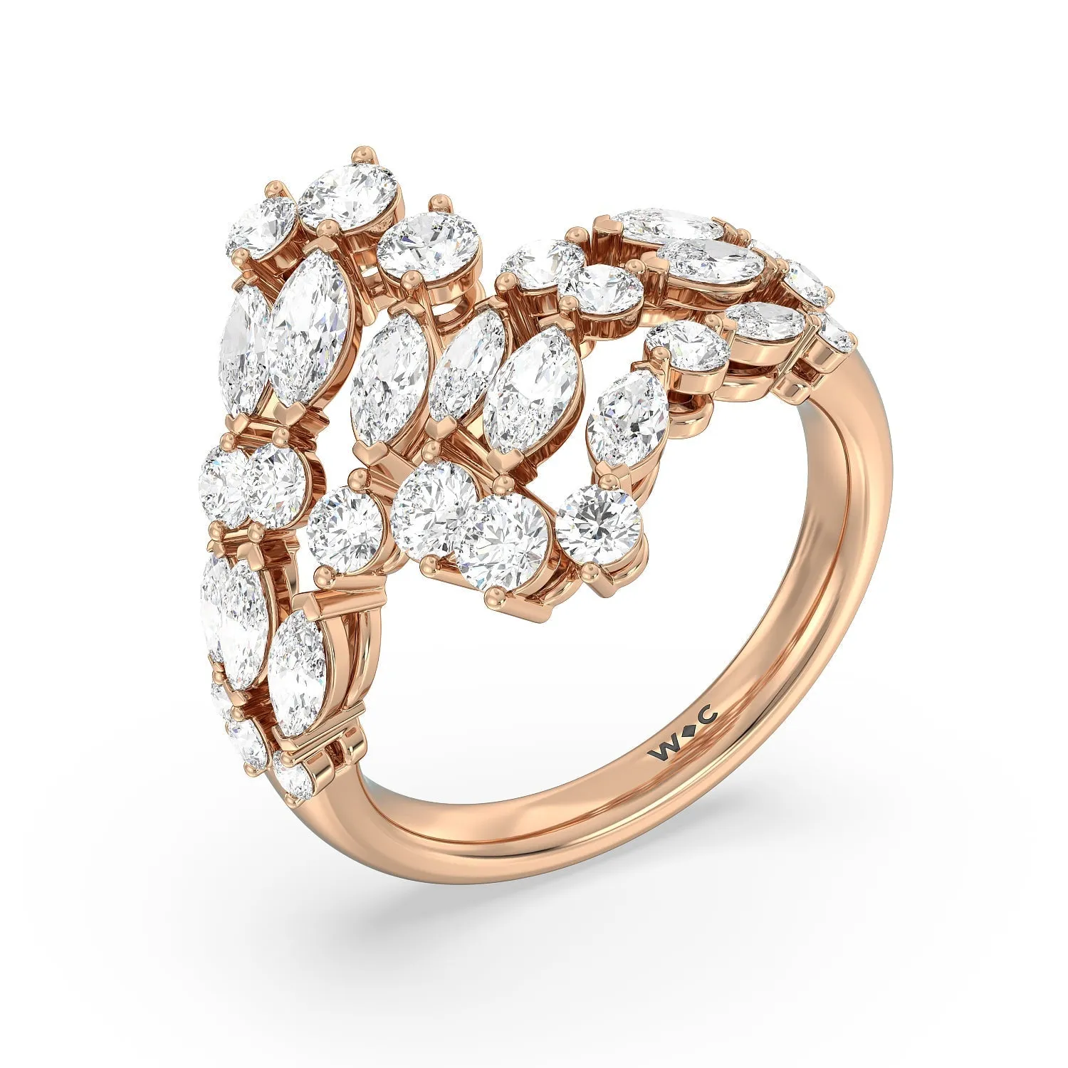 Marquise and Round Bypass Fashion Ring