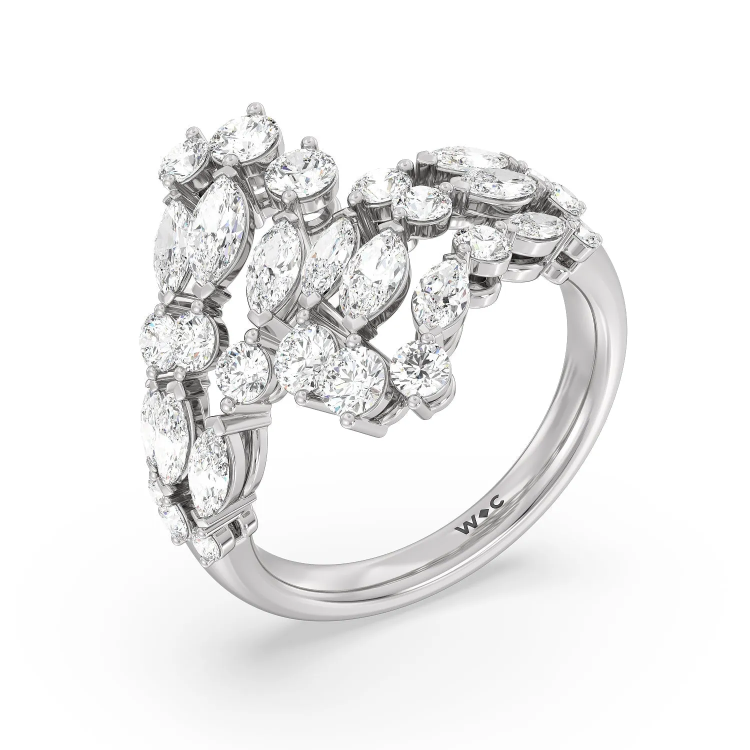 Marquise and Round Bypass Fashion Ring