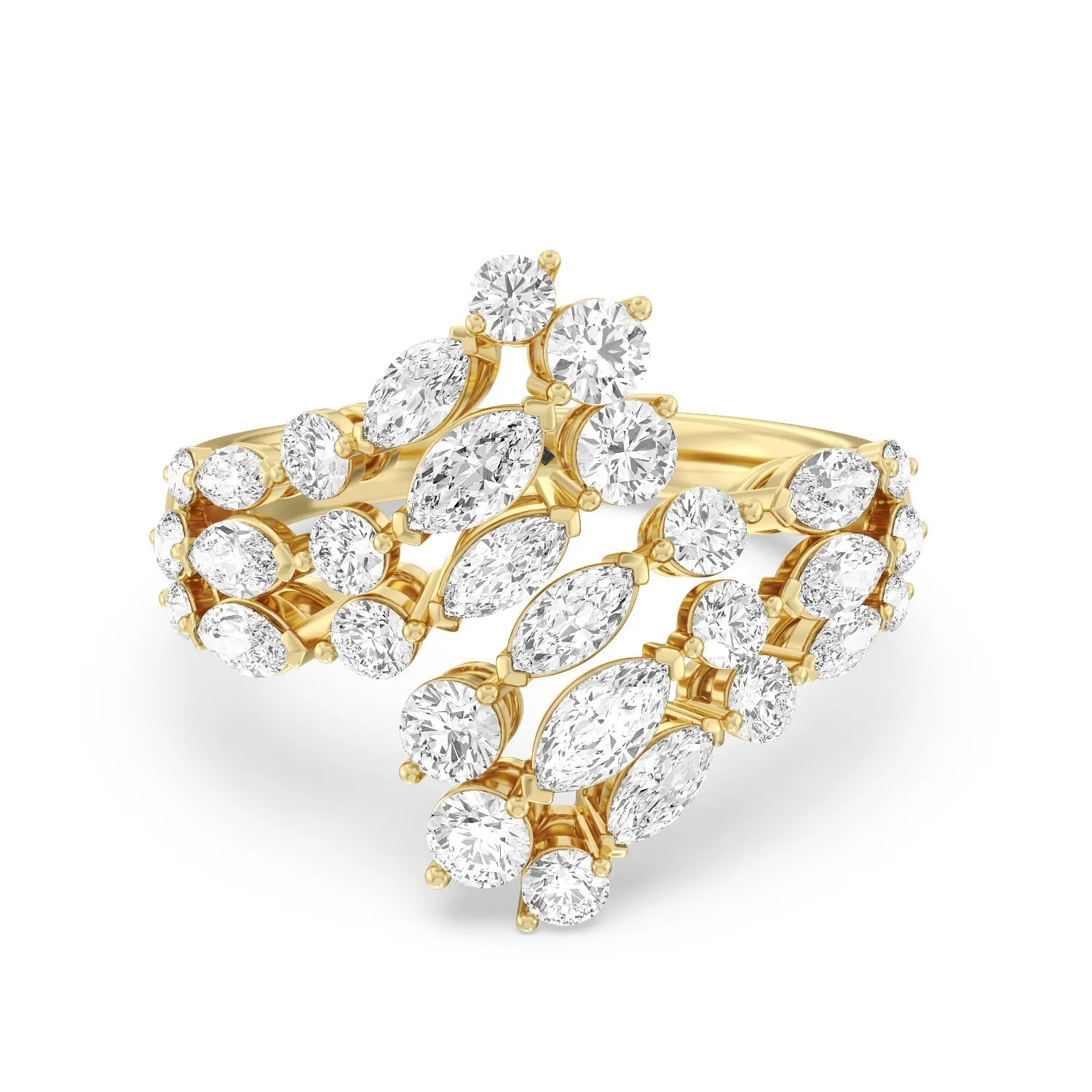 Marquise and Round Bypass Fashion Ring