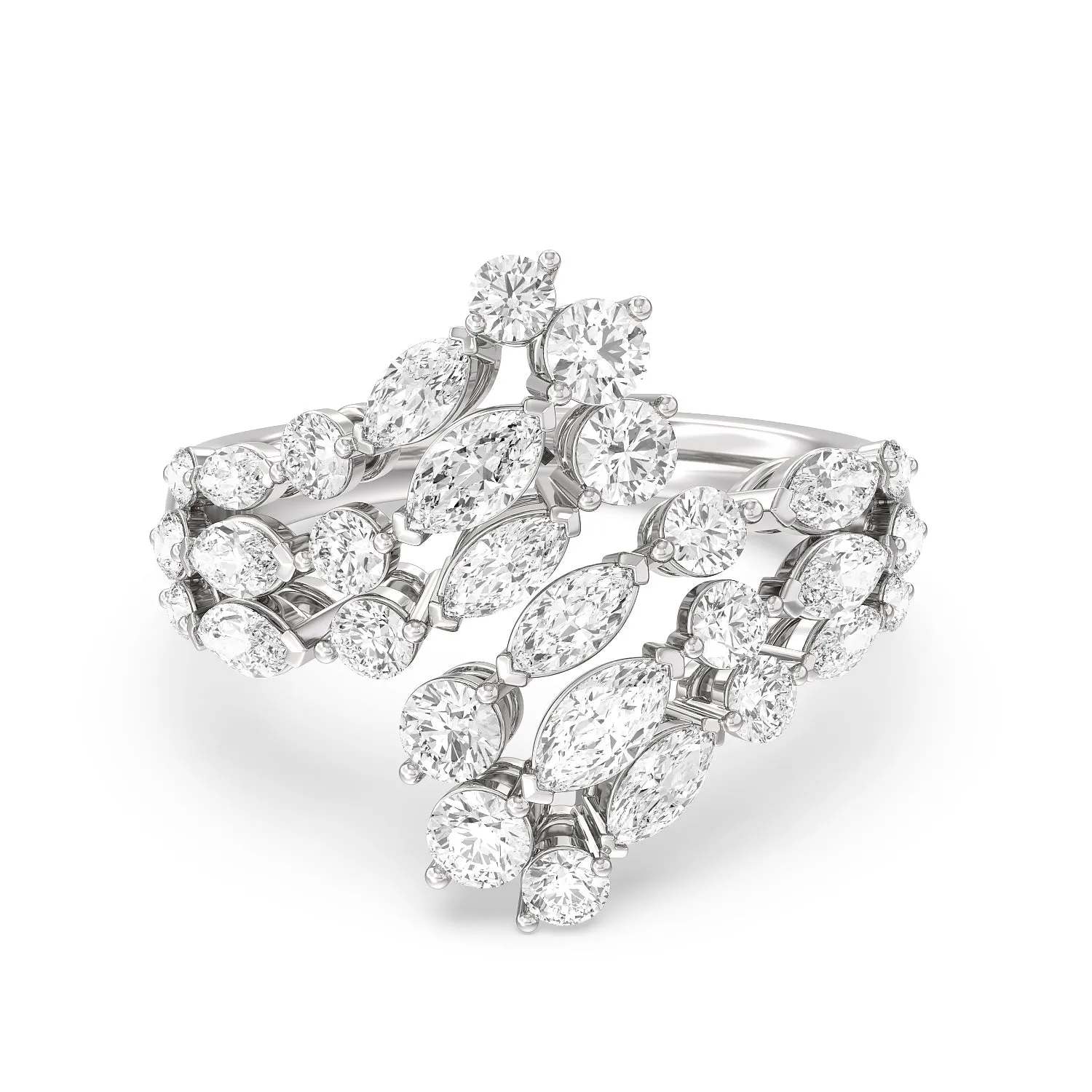 Marquise and Round Bypass Fashion Ring