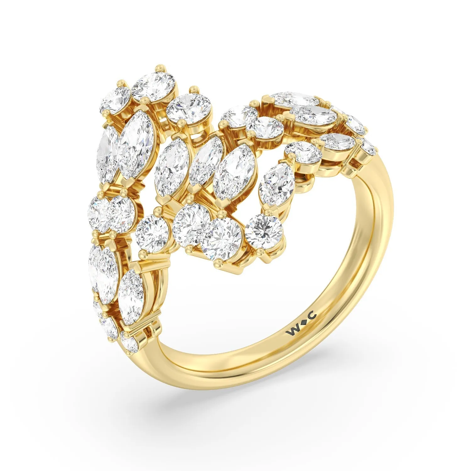 Marquise and Round Bypass Fashion Ring