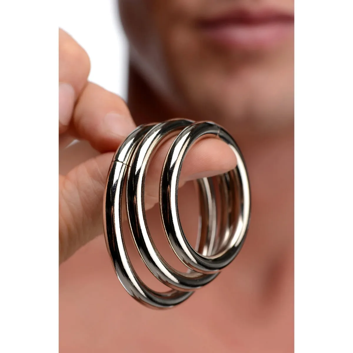 Master Series Trine Steel Cock Ring Collection 3 Pack Silver