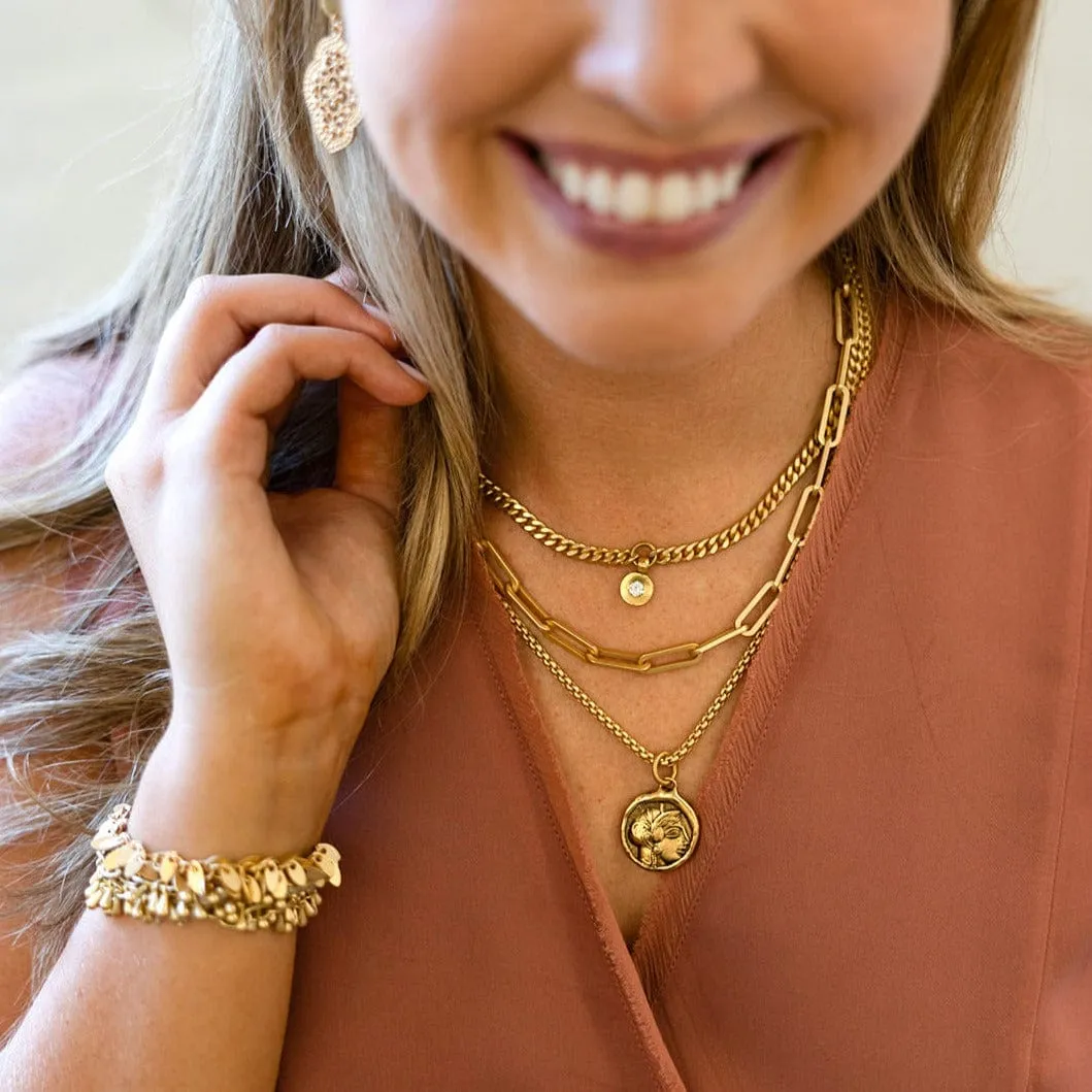 Matte Gold Four Strand Fringe Bracelet