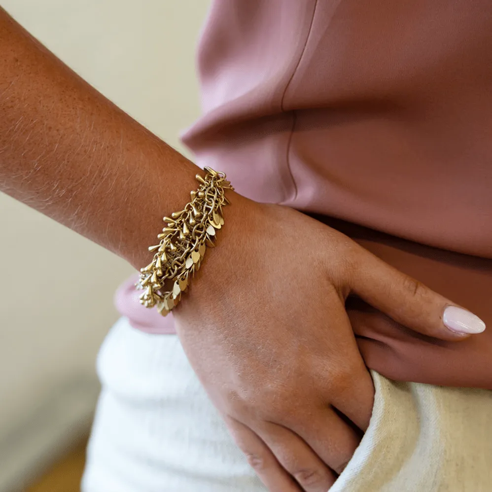 Matte Gold Four Strand Fringe Bracelet