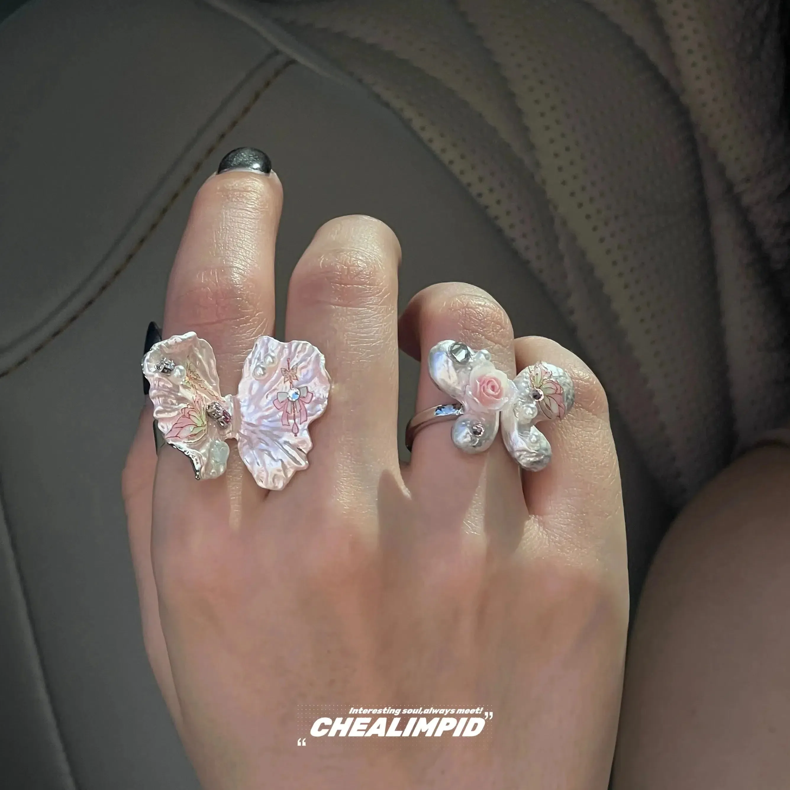 MAYTRENDS  - Elegant Floral Adjustable Rings Set