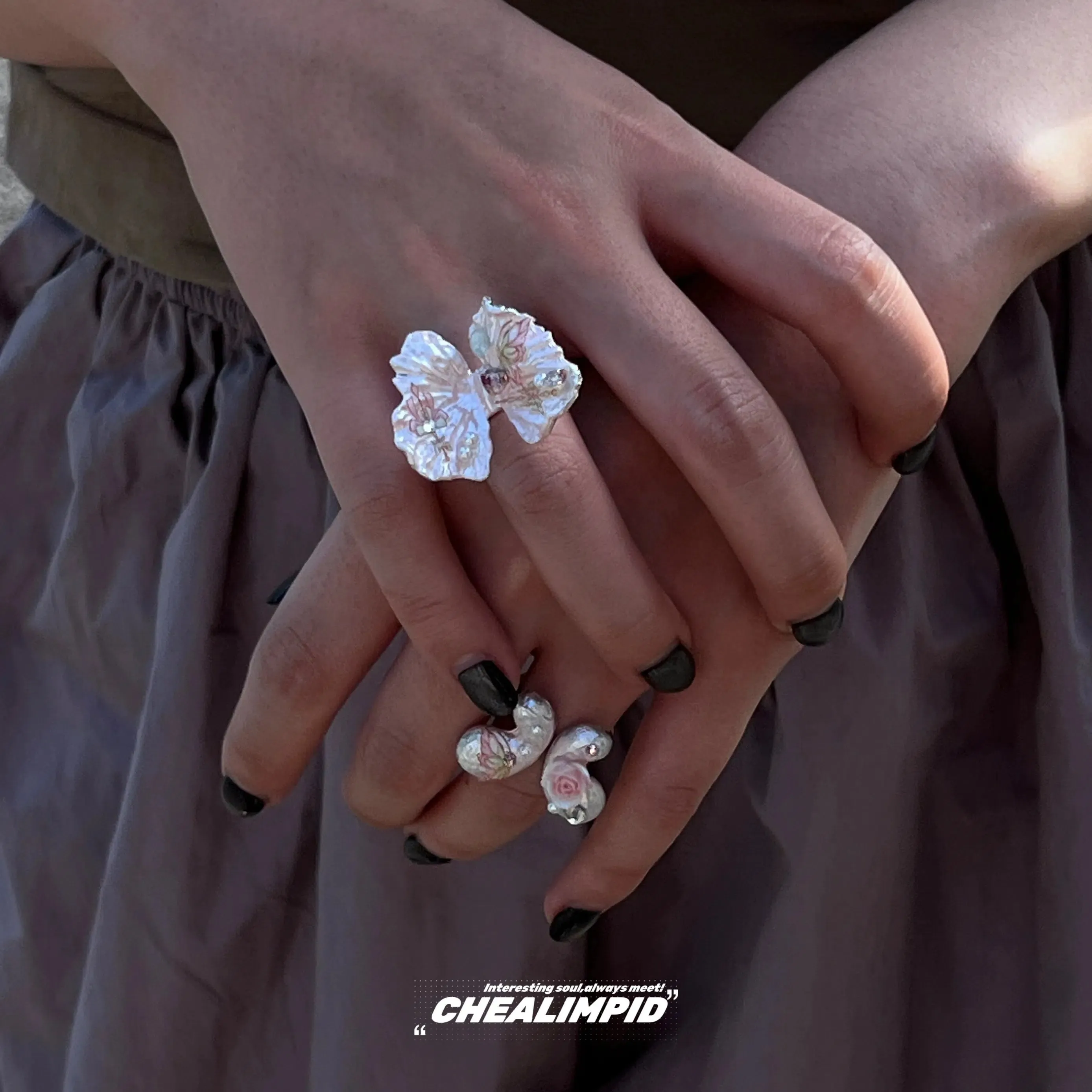MAYTRENDS  - Elegant Floral Adjustable Rings Set