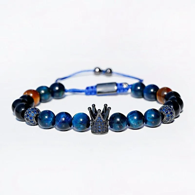 Men's Crown Zircon Pave Weaving Bracelet