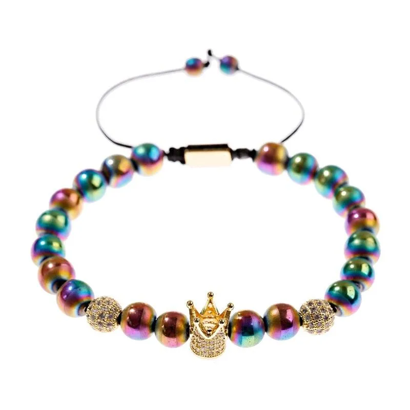 Men's Crown Zircon Pave Weaving Bracelet