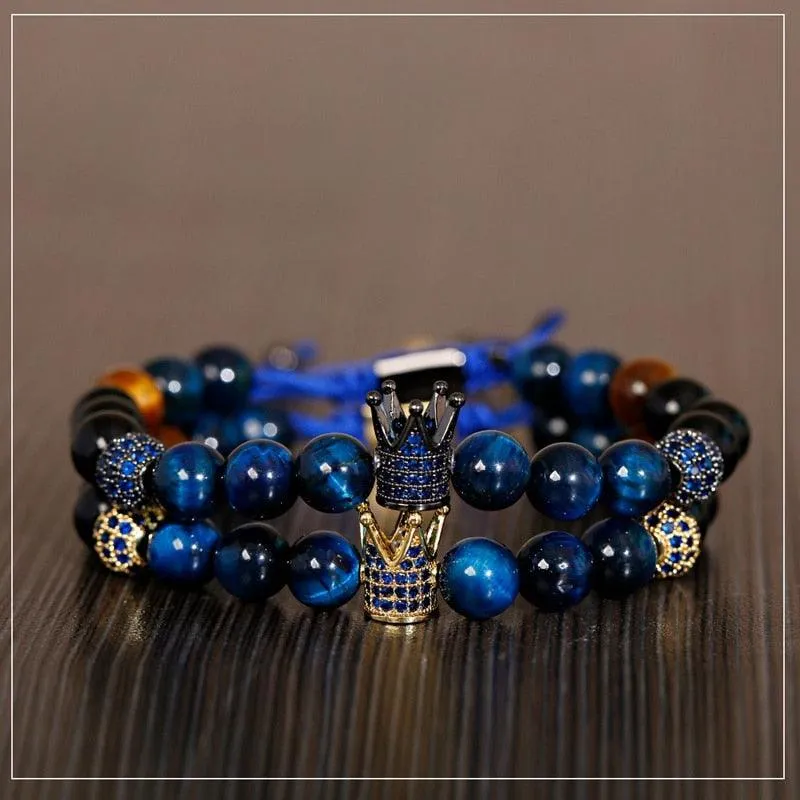 Men's Crown Zircon Pave Weaving Bracelet