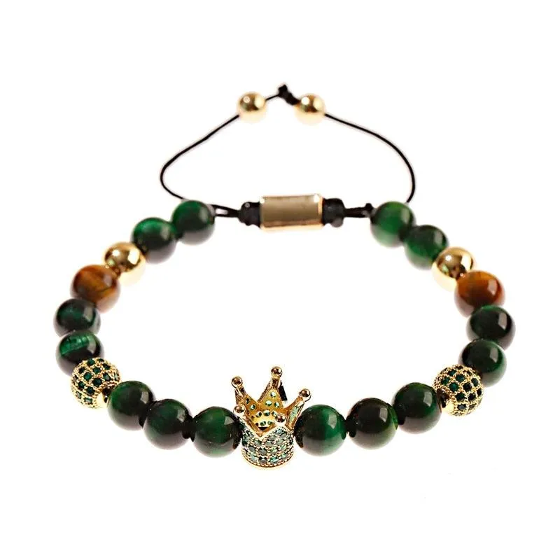 Men's Crown Zircon Pave Weaving Bracelet