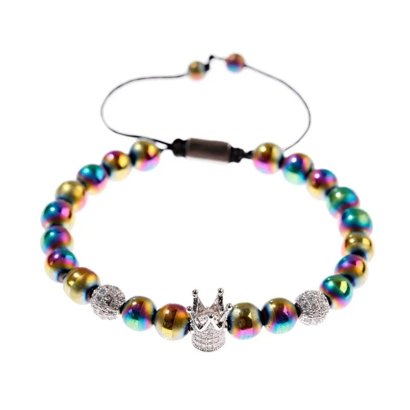 Men's Crown Zircon Pave Weaving Bracelet
