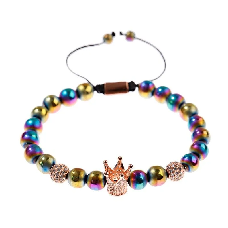 Men's Crown Zircon Pave Weaving Bracelet