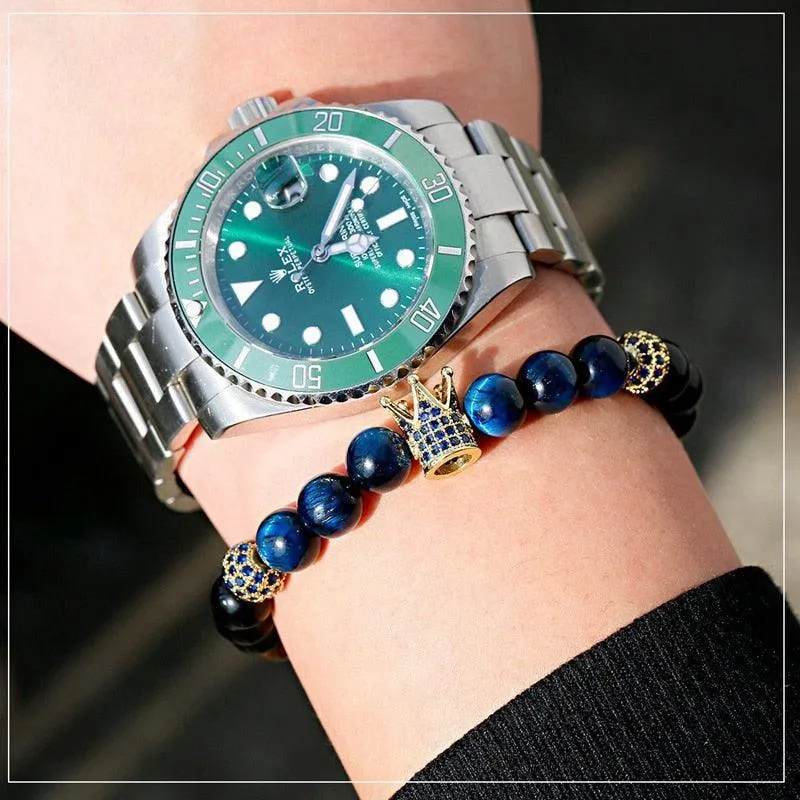 Men's Crown Zircon Pave Weaving Bracelet