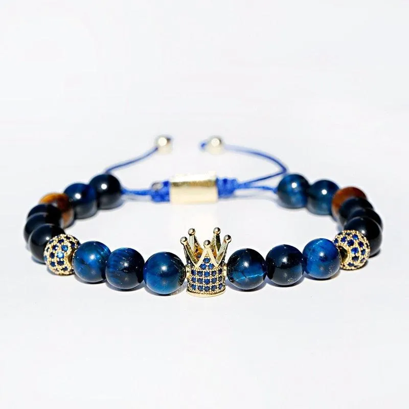 Men's Crown Zircon Pave Weaving Bracelet