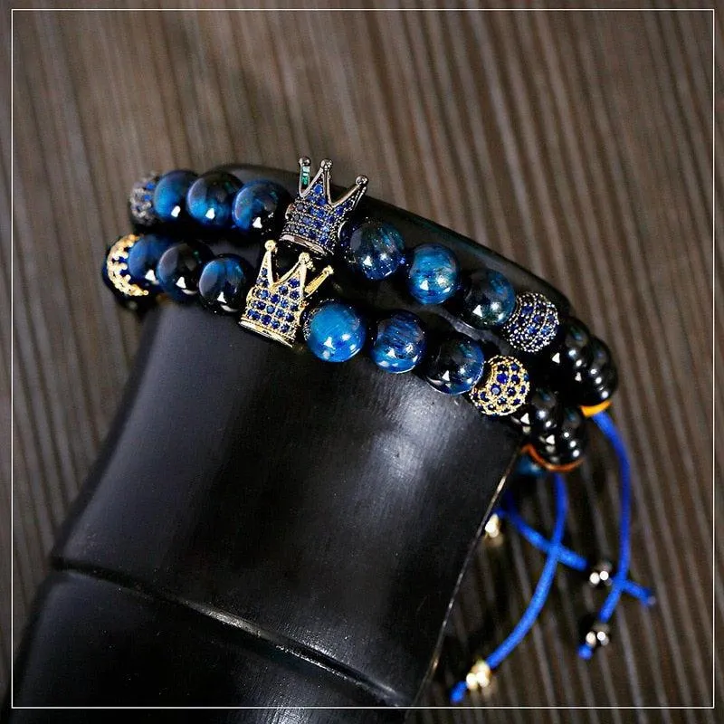 Men's Crown Zircon Pave Weaving Bracelet