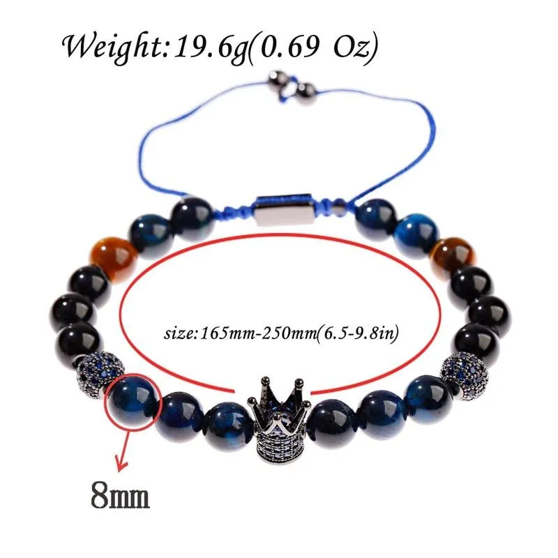 Men's Crown Zircon Pave Weaving Bracelet