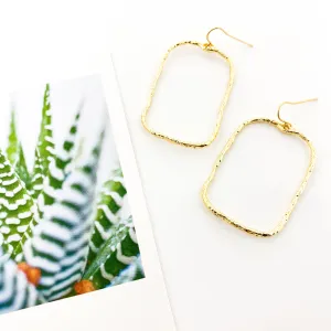 Mira Twisted Hammered Wide Rectangle Earrings