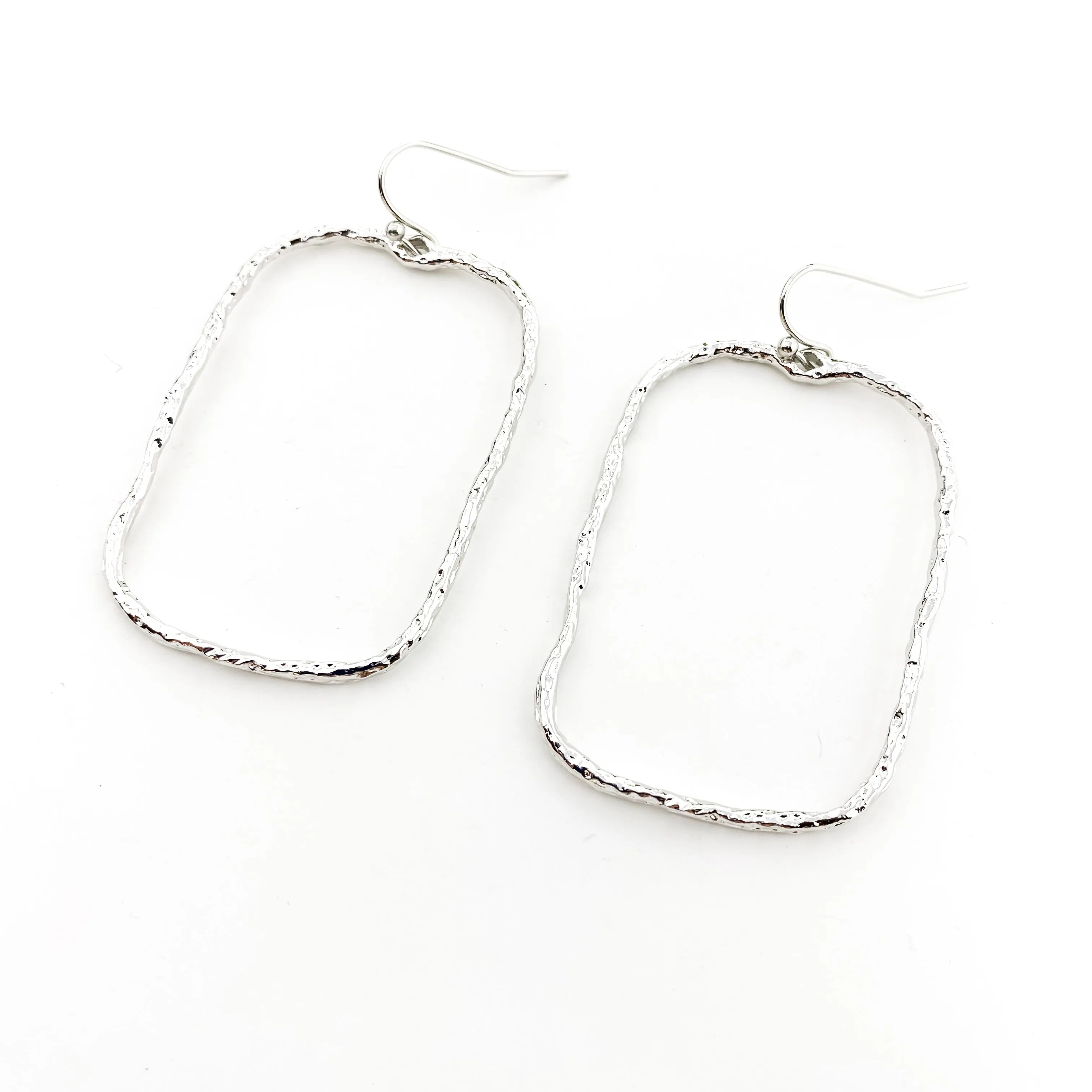 Mira Twisted Hammered Wide Rectangle Earrings