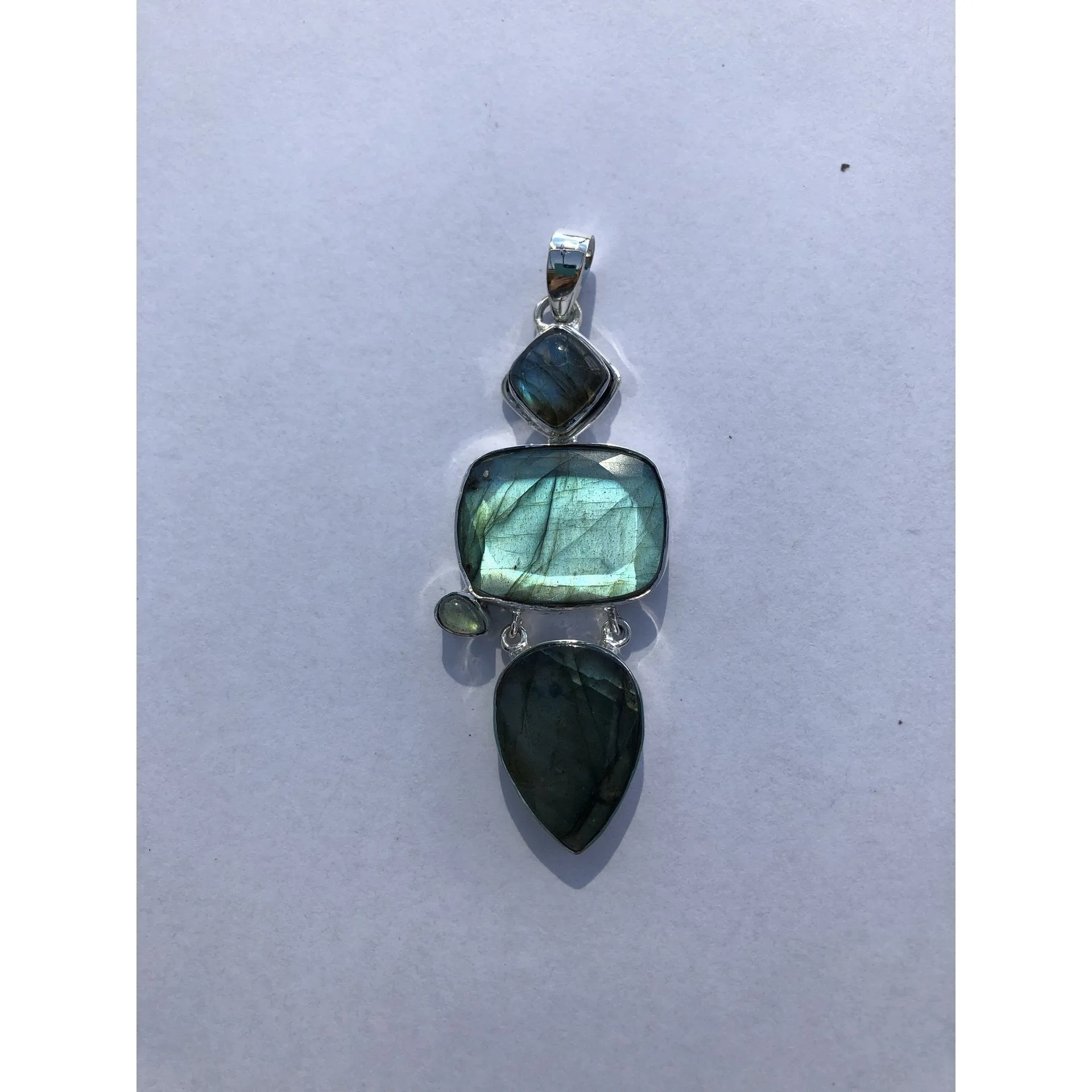 Moon Labrodorite Spear Sterling Silver Pendant