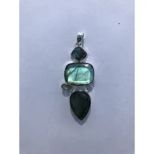 Moon Labrodorite Spear Sterling Silver Pendant