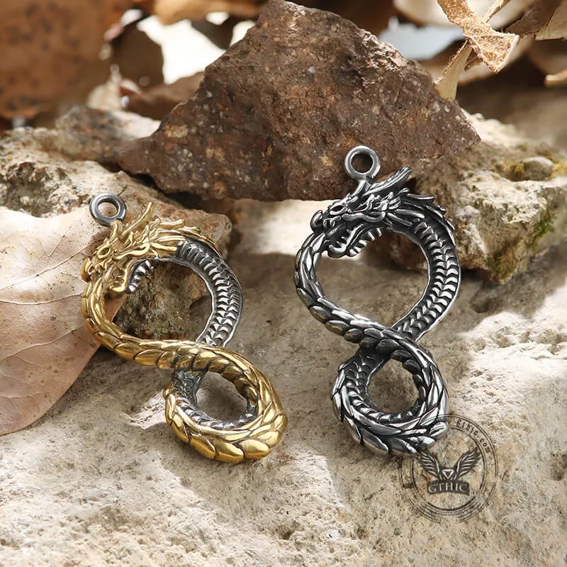Norse Dragon Stainless Steel Ouroboros Pendant