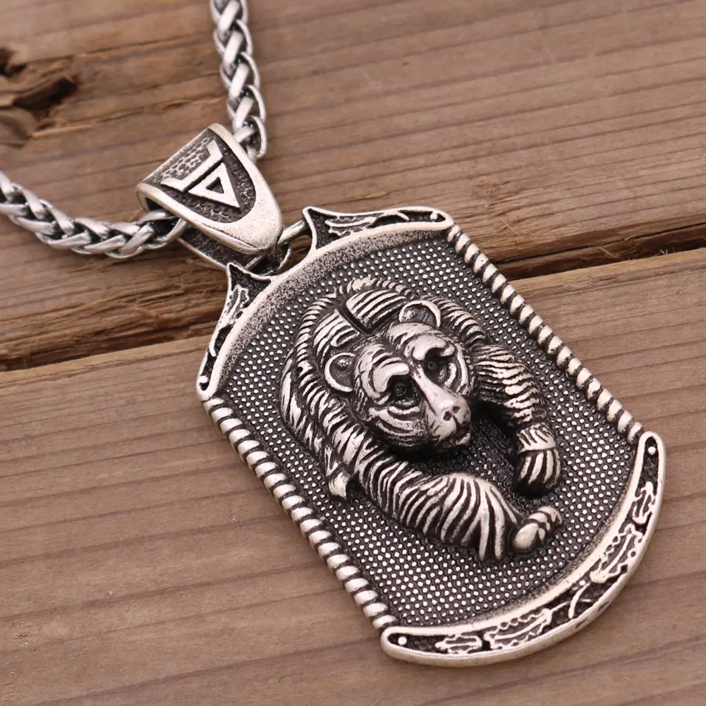 Norse Legacy Metal Necklaces with Viking Bear Pendants - Mythology Amulet Accessories