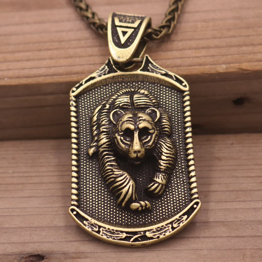 Norse Legacy Metal Necklaces with Viking Bear Pendants - Mythology Amulet Accessories