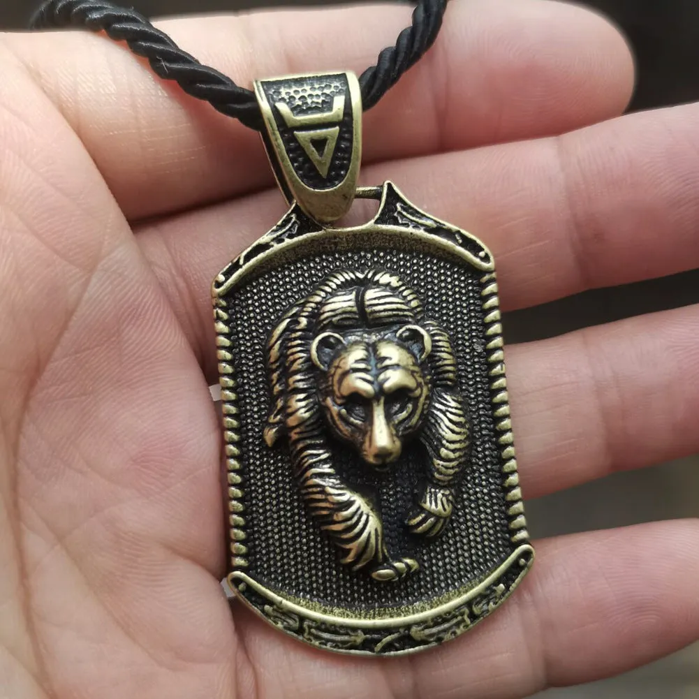 Norse Legacy Metal Necklaces with Viking Bear Pendants - Mythology Amulet Accessories