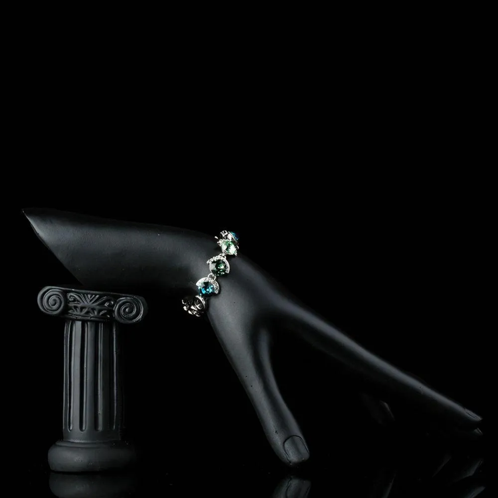Ocean Crystal Platinum Plated Charm Bracelet